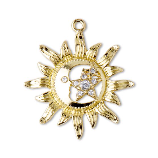 2" x 1.5" Gold Sun With Star Pendant by hildie & jo, , hi-res, image 2