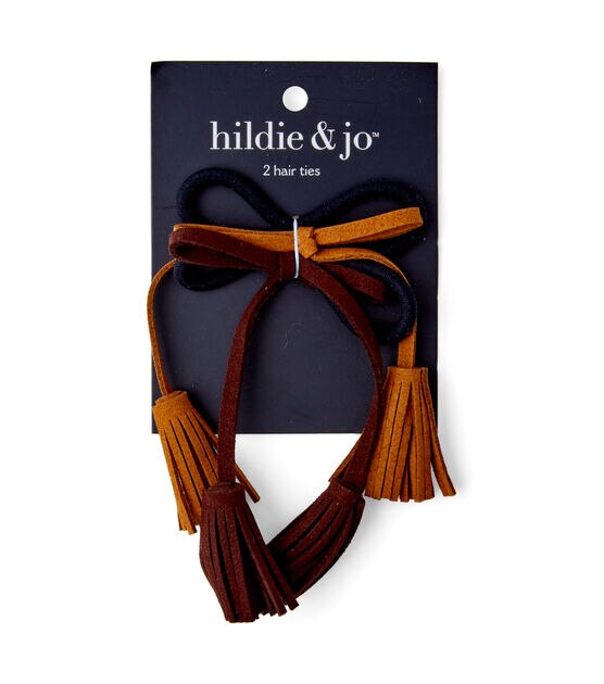 2ct Brown & Black Hair Ties With Tassels by hildie & jo