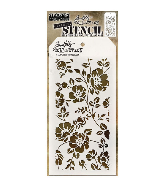 Stampers Anonymous Tim Holtz 4" x 8.5" Floral Layering Stencil, , hi-res, image 1