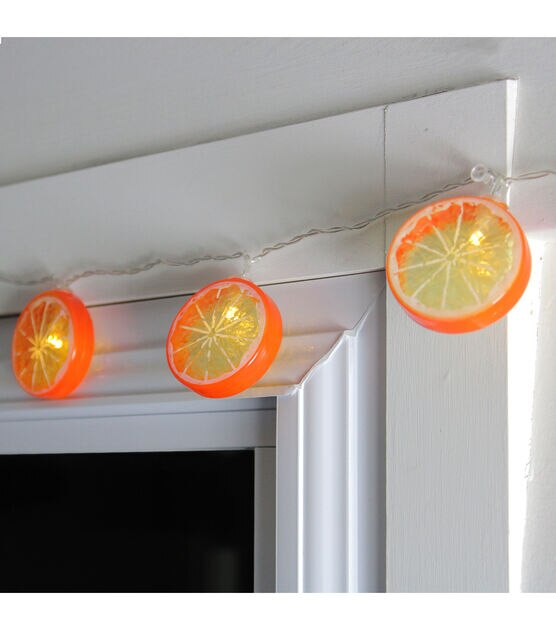 Northlight 10 Battery Operated Orange Slice LED String Lights - 4.5 ft, , hi-res, image 2