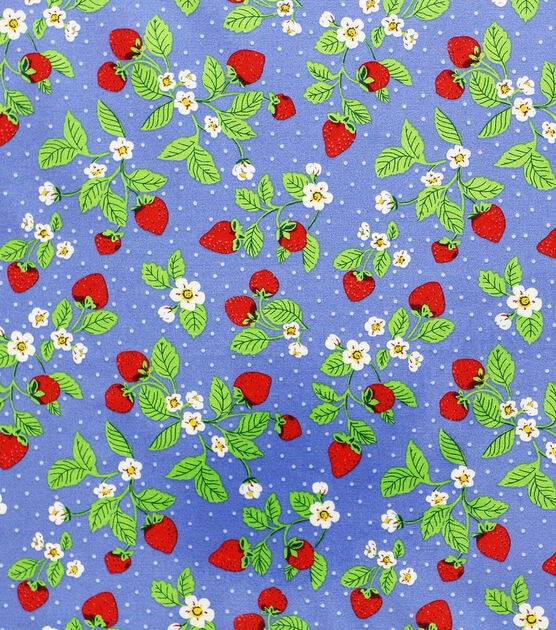 Strawberry Vines Floral Novelty Cotton Fabric