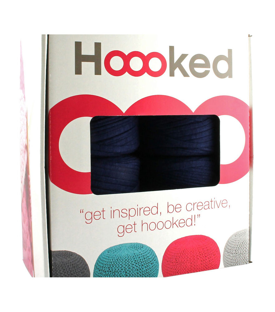 Hoooked Zpagetti Pouf Crochet & Knitting Kit, Sailor Blue, swatch, image 2
