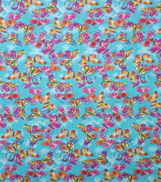 Watercolor Butterfly on Blue Super Snuggle Flannel Fabric