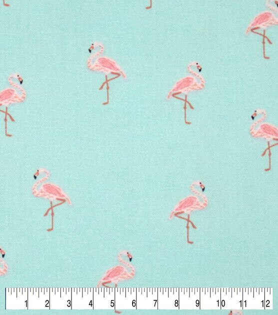 Flamingos On Teal Novelty Cotton Fabric, , hi-res, image 3