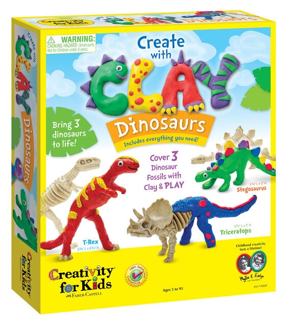 Creativity For Kids 3pc Create With Clay Plastic Dinosaurs Kit