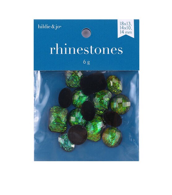 14mm Green & Orange Plastic Flat Back Rhinestones 15pk by hildie & jo