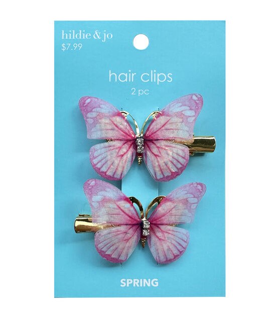 2ct Spring Pink Butterfly Hair Clips by hildie & jo