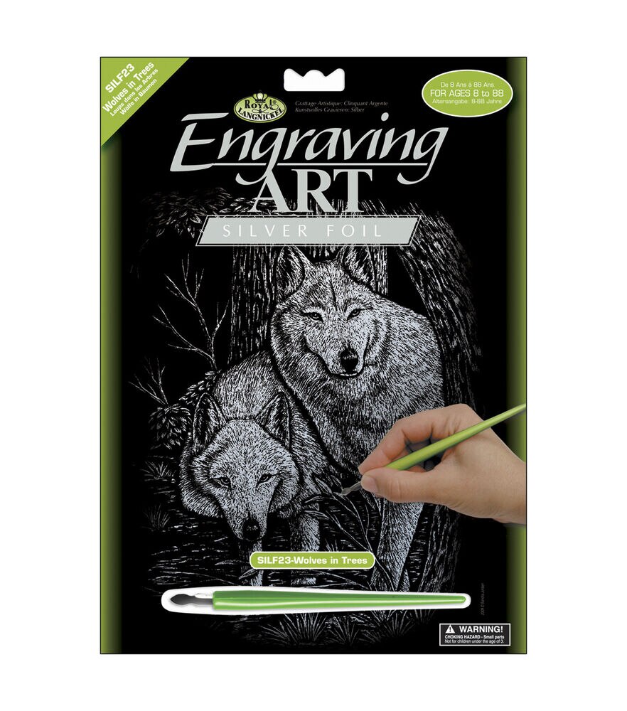 Foil Engraving Art Kits 8''x10'', Wolves In The Trees, swatch