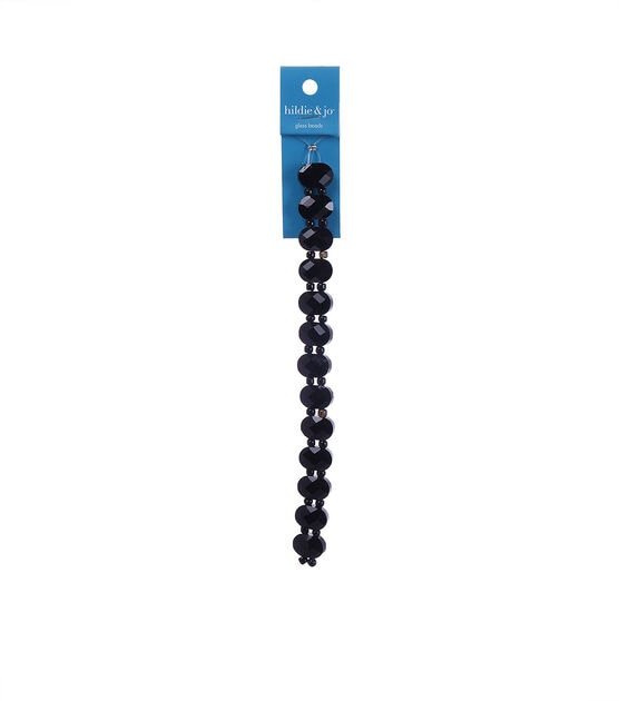 7" Black Faceted Slider Glass Bead Strand by hildie & jo