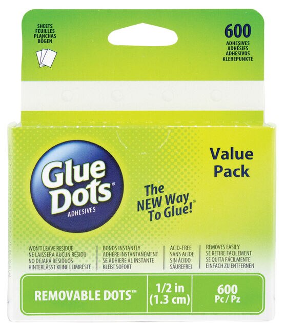 Glue Dots 1/2" Dots School Value Pack 600PK Removable