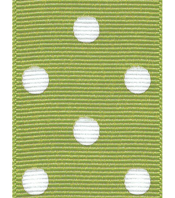 Offray Grosgrain Ribbon 1.5''x9' Polka Dots on Lemongrass
