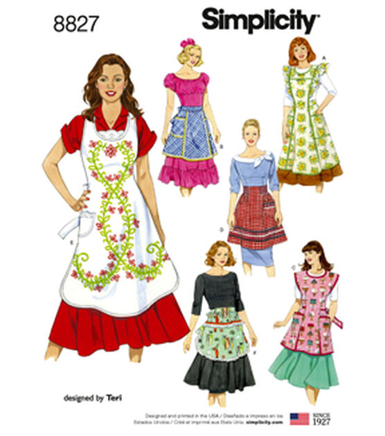 Simplicity S8827 Size S to L Misses Aprons Sewing Pattern