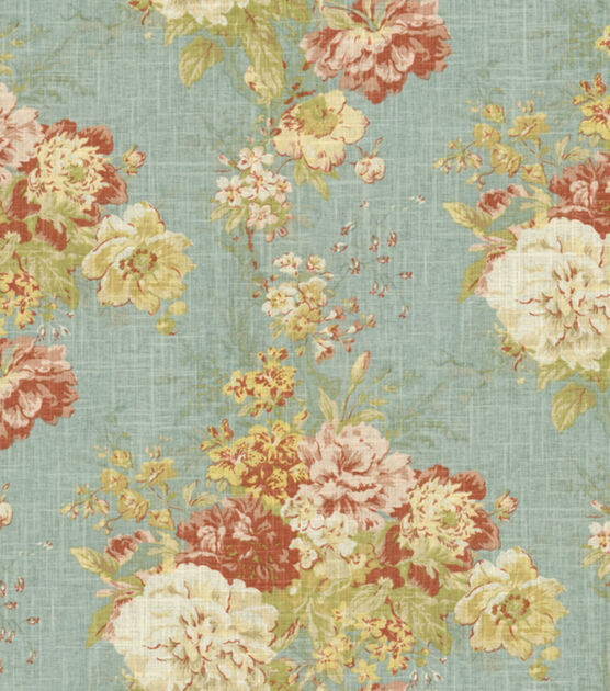 Waverly Upholstery Fabric 55" Ballad Bouquet Robin's Egg