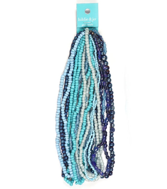 14" Blue Multi Strand Glass Seed Beads by hildie & jo
