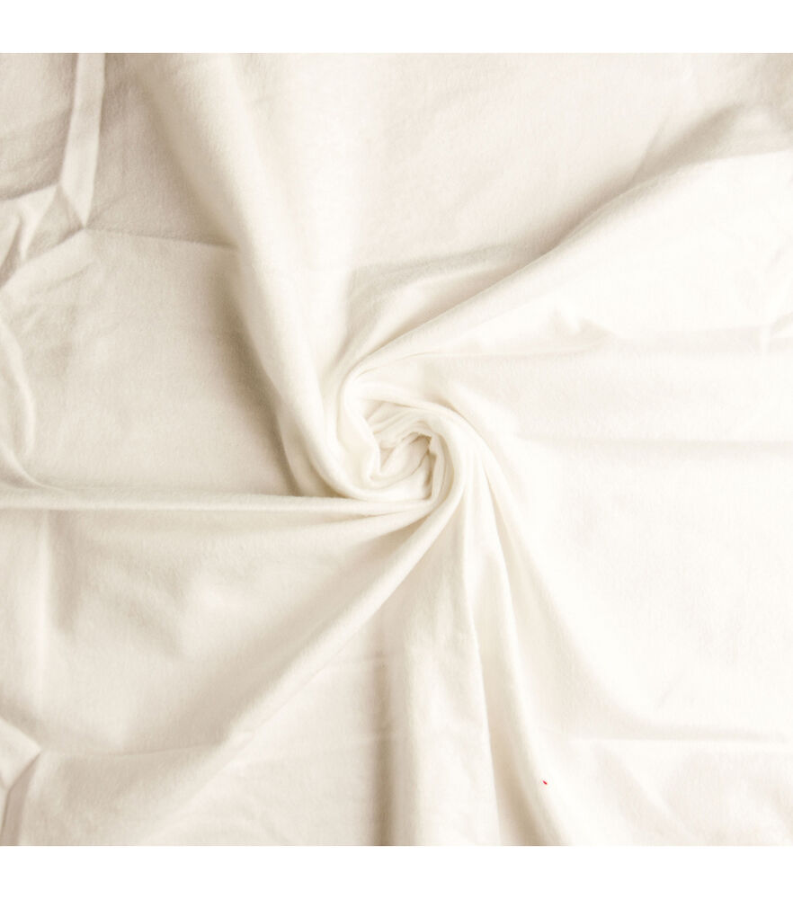 Comfy Cozy Flannel Fabric Solids, White, swatch