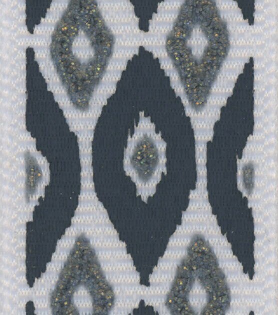 Offray Satin Ribbon 7/8''x9' Gray Abstract Ikat, , hi-res, image 2