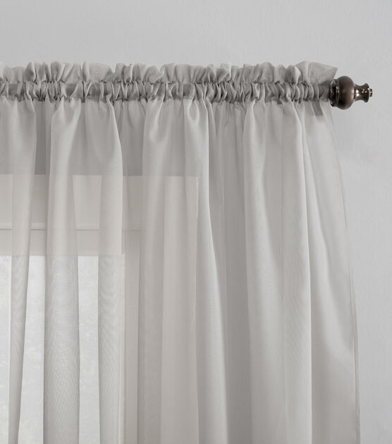 S. Lichtenberg Sheer Silver Grey Rod Pocket Curtain Panel 59" X 84", , hi-res, image 2