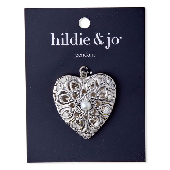 Heart Locket Metal Pendant With Pearl by hildie & jo