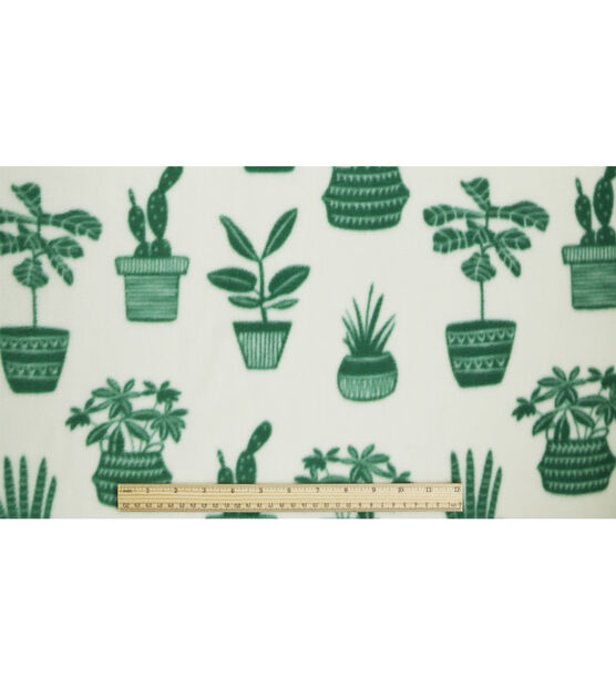 Green Cactus in Pots Anti Pill Fleece Fabric, , hi-res, image 4