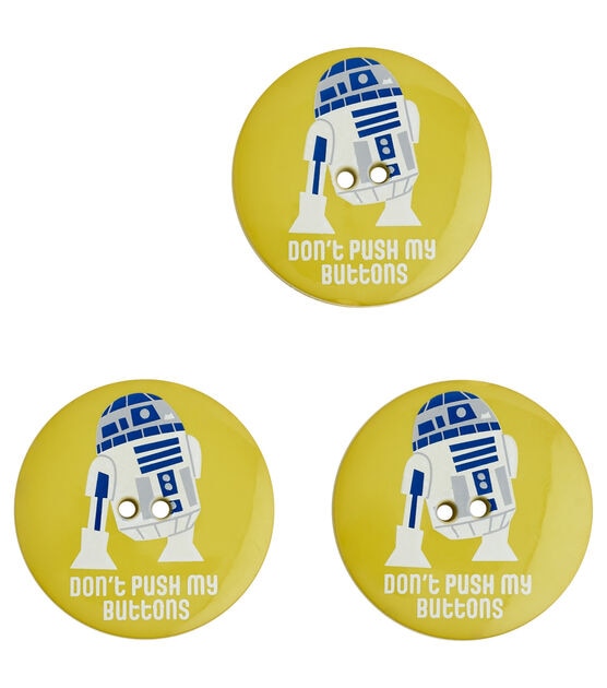 Disney 1 1/4" Star Wars R2D2 & Don't Push My Buttons 2 Hole Buttons 3pk, , hi-res, image 3