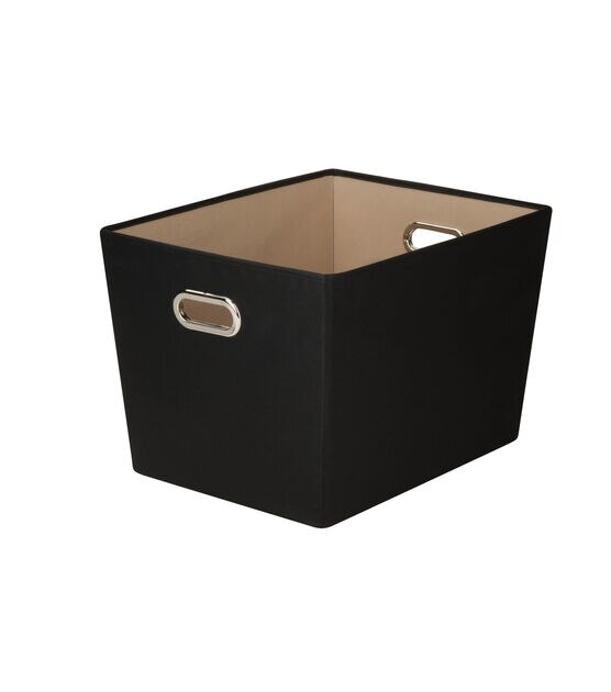 Honey Can Do 18.5" x 13" Black Storage Bin With Carrying Handles, , hi-res, image 3