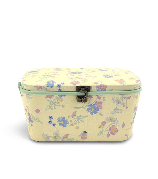 Dritz Yellow Floral Large Oval Sewing Basket 12" x 9", , hi-res, image 5
