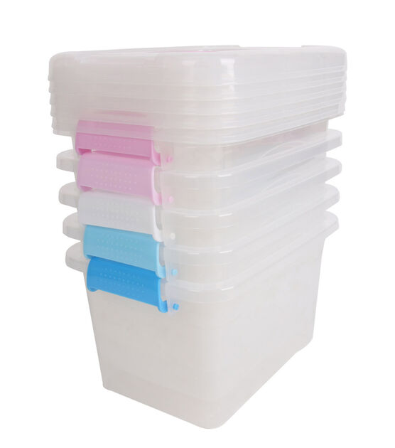 11 x 6.5 Pink & Blue Plastic Storage Boxes 5ct by Top Notch