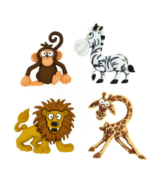 Dress It Up 4ct Plastic Animal Silly Safari Shank Buttons
