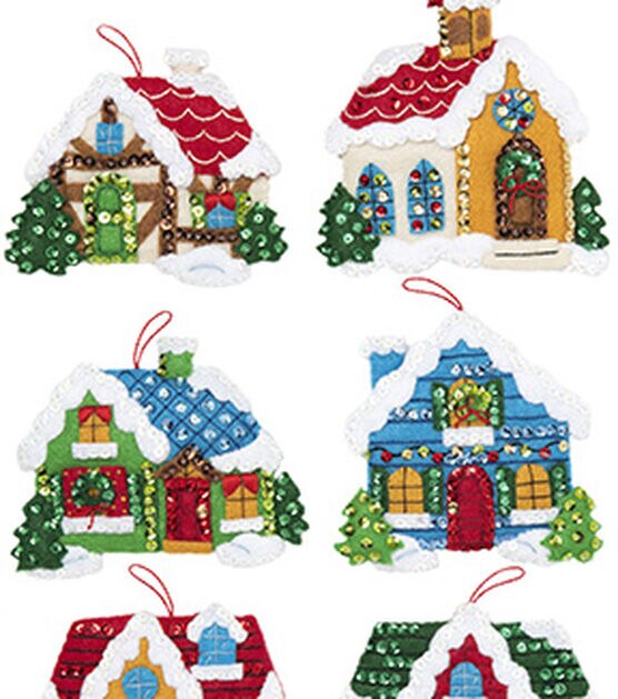 Bucilla 5 x 4.5 Christmas Village Felt Ornament Kit 6ct