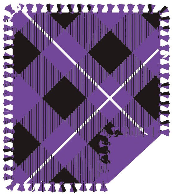48" Wide Purple Bias Plaid No Sew Fleece Blanket by Make It Give It