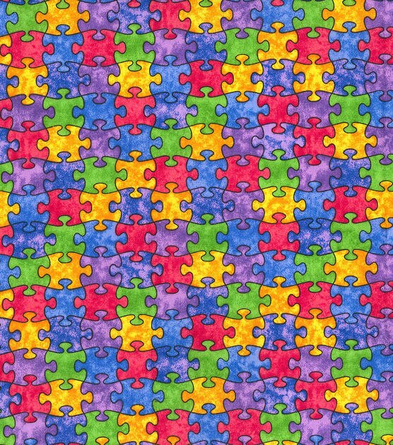 Fabric Traditions Novelty Cotton Fabric 44" Multi Color Puzzle Pieces