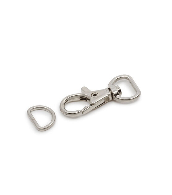 Dritz 1/2" Small Swivel Hook & D-Ring, Nickel, , hi-res, image 2