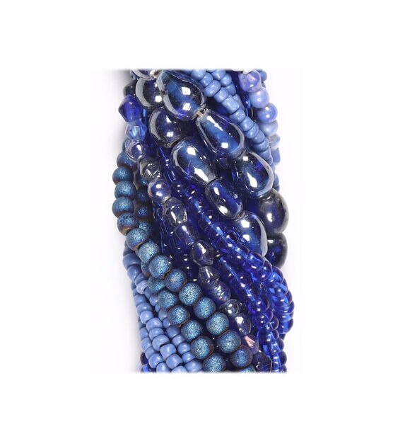 14" Dark Blue Multi Strand Glass Seed Beads by hildie & jo, , hi-res, image 2