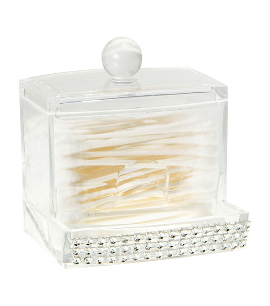 Laura Ashley 4" Q Tip Box With Pave Diamond Design