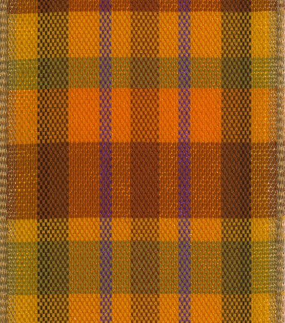 Offray 1.5"x9' Fall Checks and Plaids Woven Wired Edge Ribbon Harvest