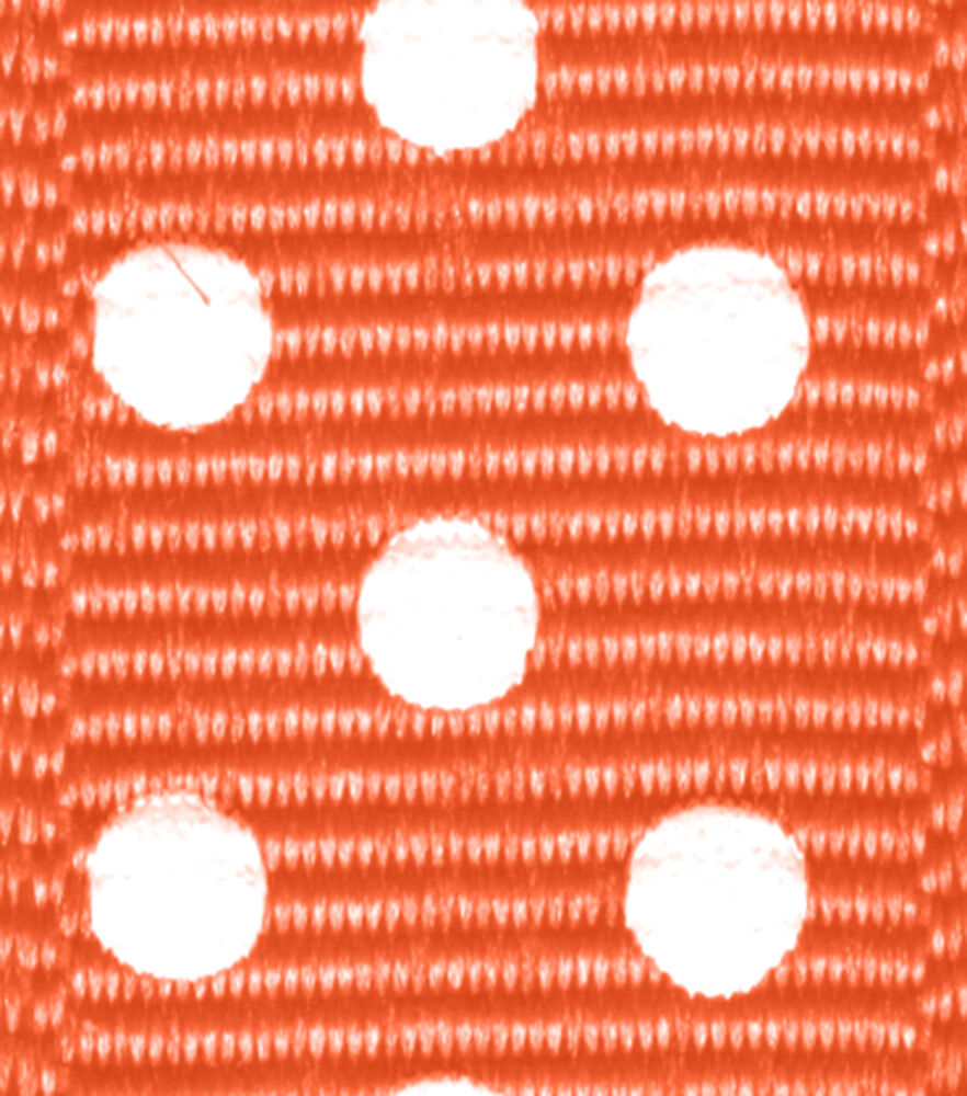 Offray 5/8"x9' Confetti Dots Grosgrain Ribbon, Orange, swatch