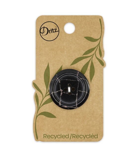 Dritz 1 1/8" Black Recycled Polyester Round 4 Hole Buttons 3pk, , hi-res, image 2
