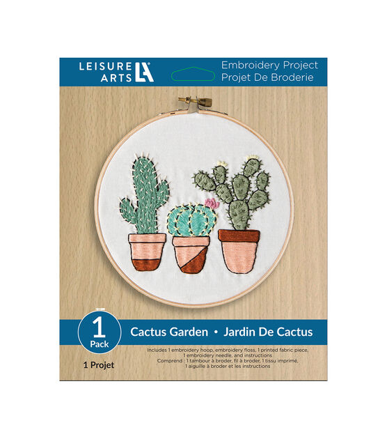 Leisure Arts 6 Cactus Garden Embroidery Kit