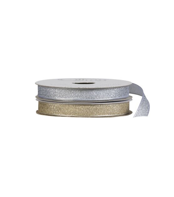 Offray 3/8"x9' Luxe Metallic Woven Wired Edge Ribbon, , hi-res, image 1