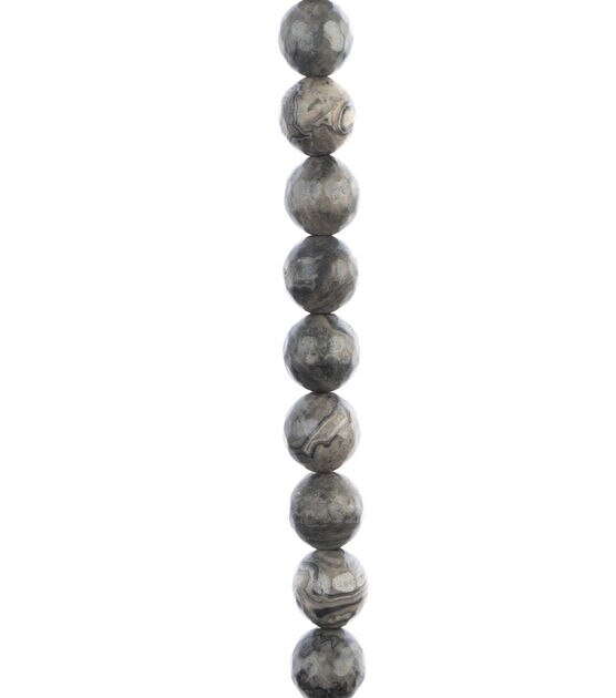 7" Faceted Round Picasso Jasper Stone Bead Strand by hildie & jo, , hi-res, image 2