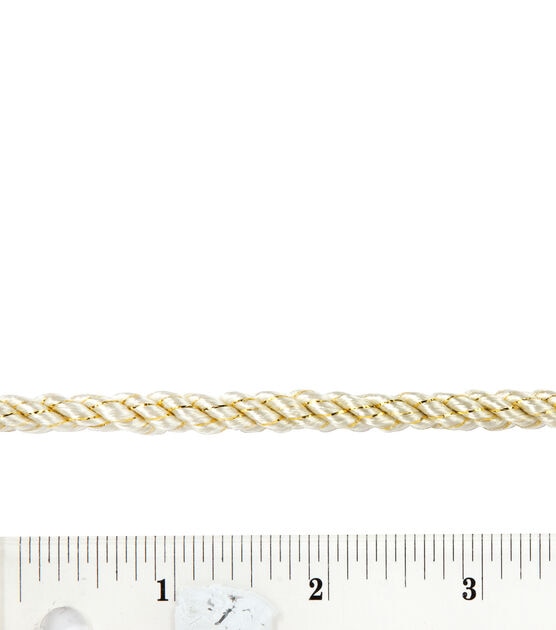 Wrights Twisted Cord Trim 0.25'' White & Gold Flake