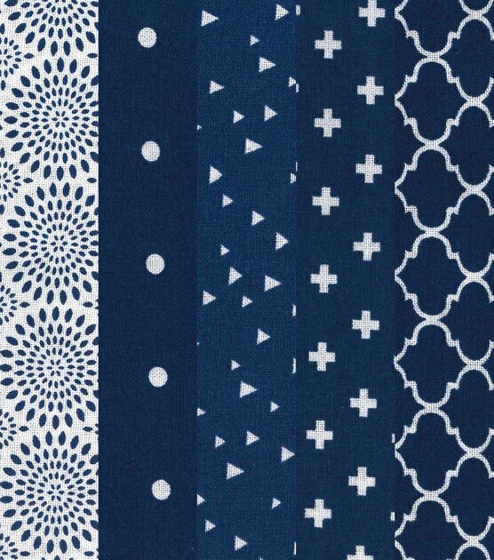 2.5" x 42" Navy & White Cotton Fabric Roll 20ct by Keepsake Calico, , hi-res, image 2