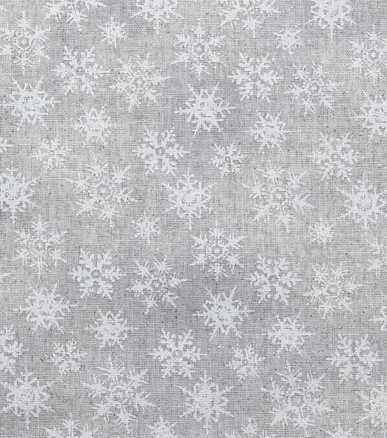 White Glitter Snowflakes Textured Christmas Cotton Fabric