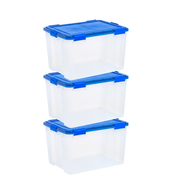 Iris 18.5 Gallon Element Resistant Plastic Storage Boxes With Lid 3pk