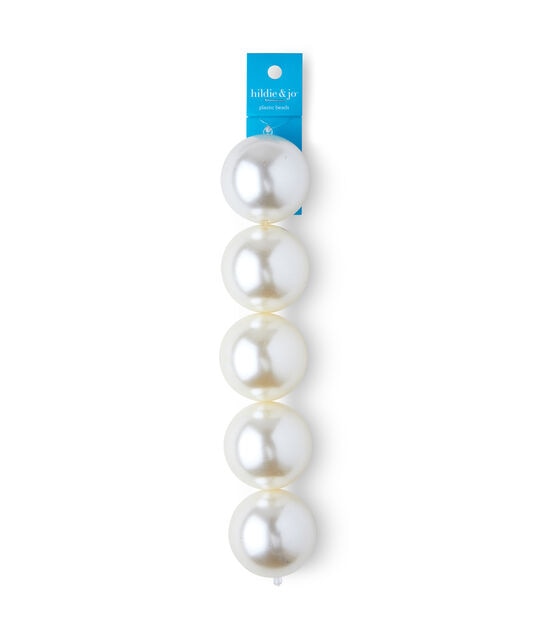 7" White Aurora Borealis Plastic Pearl Bead Strand by hildie & jo