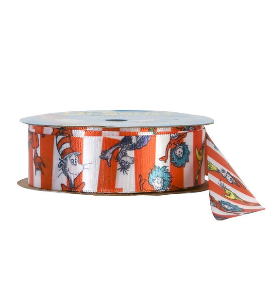 Offray 7/8"x9' Stripes Dr Seuss Character Single Faced Satin Ribbon Red