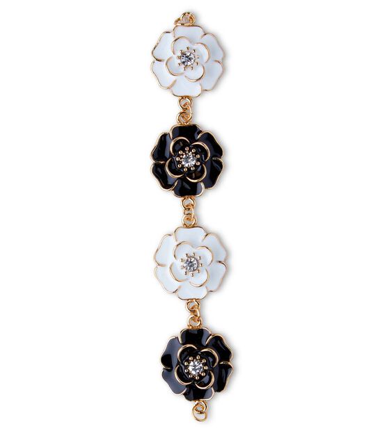7" Black & White Metal Flower Strung Beads by hildie & jo, , hi-res, image 2