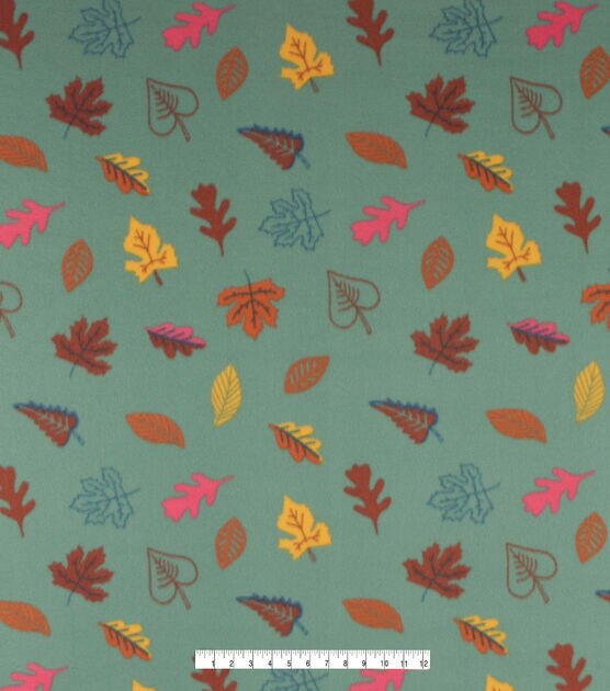 Leaves On Green Blizzard Fleece Fabric, , hi-res, image 4