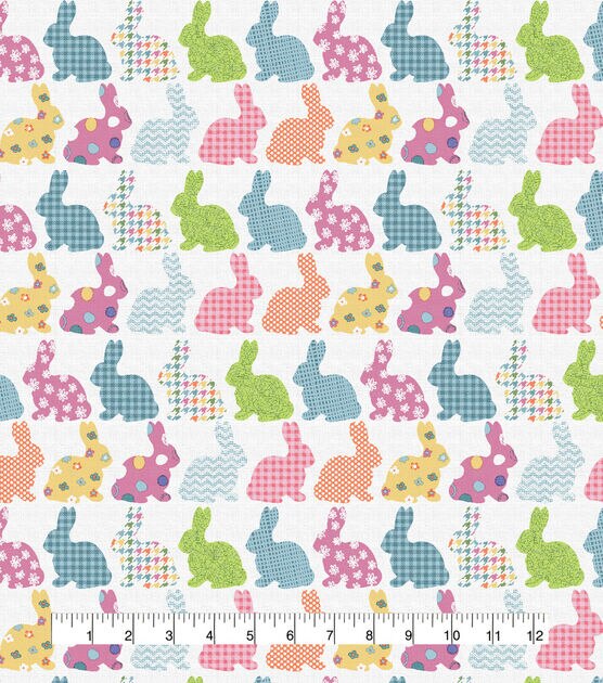 Patterned Bunnies Multi Easter Cotton Fabric