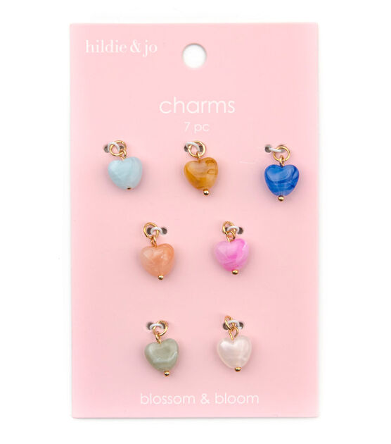 7ct Spring Multicolor Pastel Acrylic Heart Charms by hildie & jo